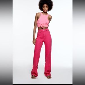 Zara pink cut out jeans